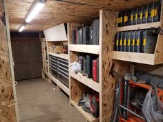 there are many tools in the storage area