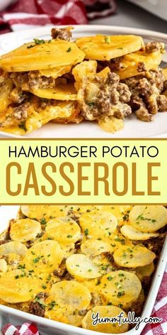 This is the perfect recipe for meat and potato lovers. Ground beef, sliced potatoes, and bechamel sauce with cheddar cheese make a delicious Hamburger and Potato Casserole your whole family will enjoy! Hamburger And Potato Casserole, Hamburger Potato Casserole, Hamburger And Potatoes, Ground Beef And Potatoes, Beef And Potatoes, Potatoe Casserole Recipes, Hamburger Meat, Bechamel Sauce, Ground Beef Recipes For Dinner