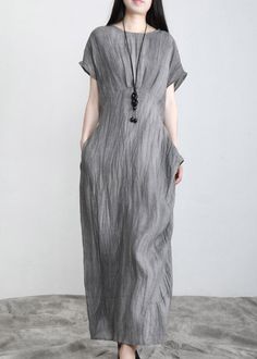 Boho Grey O-Neck Pockets wrinkled Tie Waist Linen Long Dresses Short SleeveFabric: LinenSize & Fit: Fit: This garment fits true to size.Length: Size L measures 50.7"from shoulder to hemBust: Great for any cup size. Waist: Loose Fit. Comfortable room throughout midsection.Hip: Loose Fit - room for hips. Hand Wash Cold. Two Piece Sets Summer, Dresses Short Sleeve, Long Linen Dress, Ruffle Sleeve Dress, Black Tulle, Comfortable Room, Cotton Pullover, Vacation Dresses, Dresses Short