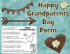 a card with an arrow, heart and flowers on it that says happy grandparents day poem