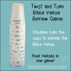 the children's turn the cups to reveal the bible verses in one game