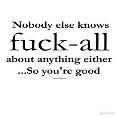 a quote that says nobody else knows f k all about anything either so you're good