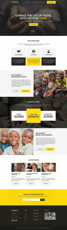 the landing page for an african charity website