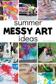 summer messy art ideas for kids to do with their own hands and feet on the ground