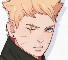 an anime character with blonde hair and blue eyes