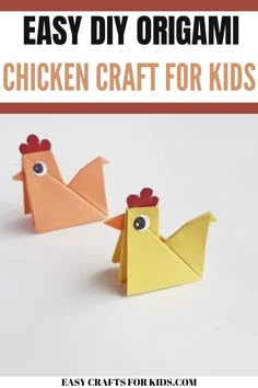 Easy and Simple DIY Origami Chicken Crafts For Kids Simple Origami Animals, Easter Origami For Kids, Easter Origami Easy, Make A Chicken Craft, Diy Chicken Crafts, Bird Crafts For Kids Easy, Chicken Diy Crafts, Oragami Ideas Easy For Kids, Chicken Games For Kids