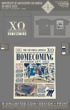 the front and back pages of an official football program, including t - shirt designs