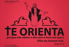 a red poster with the words te orienta written in spanish and an image of jesus