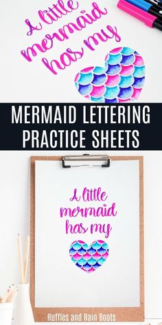 the mermaid lettering practice sheets are perfect for kids to use on their own walls