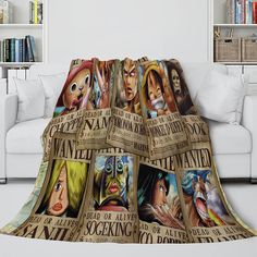 an image of a living room scene with the covers pulled up to show anime characters