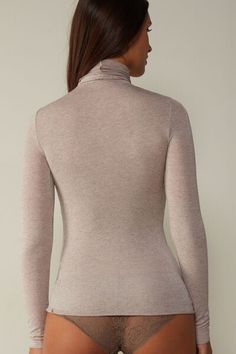 Long-sleeve top in soft modal cashmere ultralight with a high-neck design. Due to transparent nature of ultralight material, we recommend pairing with Ultralight Microfiber Top. High Neck Designs, High Neck Top, Pajama Top, Lingerie Collection, Clothes Collection, Neck Designs, High Neck, Long Sleeve Tops, Sleeve Top