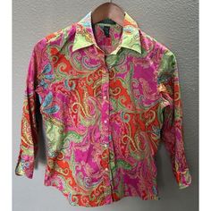 Lauren Ralph Lauren Women Shirt Petite M Button Up Pink Paisley Multicolor Artsy Great Condition, No Noted Flaws. Measurements Are Approximate. Shop Our Store, We Are Happy To Combine Shipping, $2.99 Each Additional Item. We Ship Within 1 Business Day! All Our Itens Are Washed And Cleaned Per Ebay Standards Return Policy: Merchandise May Be Returned Within 30 Days. Items Must Be Returned Unworn, Unwashed, In Its Original Sold Condition. All Items 100% Guaranteed Authentic. We Describe Items To T Fitted Paisley Print Button-up Top, Casual Collared Tops With Paisley Print, Casual Multicolor Paisley Print Shirt, Fitted Button-up Paisley Print Blouse, Spring Multicolor Paisley Print Shirt, Multicolor Paisley Print Shirt For Spring, Casual Fitted Paisley Print Blouse, Casual Fitted Blouse With Paisley Print, Fitted Casual Blouse With Paisley Print