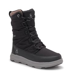 Kamik Women's Lea Mid Waterproof Winter Boot | The Shoe Company Black Weatherproof Lace-up Boots For Outdoor, Black Waterproof Lace-up Boots For Walking, Winter Gore-tex Waterproof Boots For Cold Weather, Gore-tex Waterproof Boots For Winter Cold Weather, Functional Waterproof Winter Boots For Cold Weather, Black Nylon Waterproof Boots For Winter, Gore-tex Waterproof Boots For Cold Weather, Insulated Nylon Black Hiking Boots, Insulated Black Nylon Hiking Boots