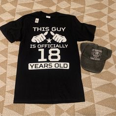 Set T-Shirt Size S 100% Cotton And Hat 18 Years Old Celebrate Nwt * No Damages Or Flaws! * Don't Forget Visit My Listing! * !!Reasonable Offers Always Welcome!! * Smoke And Pets Free Home! !!Ready For Shipping!! Casual Black T-shirt For Father's Day, Casual Black Top For Father's Day, Unisex Black T-shirt For Father's Day, Black Unisex T-shirt For Father's Day, Black Summer T-shirt For Birthday, Casual Black T-shirt For Birthday, Beatles Graphic, Harry Potter Shirts, Patriotic Tees