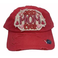 What A Perfect Gift For The Person That Is The Center Of The Family With With Our Extremely Comfortable Best Mom Ever Embroidered Distressed Style Cap Hat. The Classic Six-Panel Design Provides The Comfortable Fit You Love, While The Low Profile Cap Lends The Perfect Shading For Those Hot Summer Days, One Size Fits Most Embroidered Artwork 100% Cotton Unstructured Hat Hook And Loop Closure To See Our Patriotic, Old Bay, Puppie Love, Auto, Motorcycle & Maryland Themed Clothing, Accessories And Gi Trendy Red Cotton Baseball Cap, Trendy Red Dad Hat One Size Fits Most, Trendy Red Dad Hat One Size, Trendy Red Dad Hat, Trendy Red Adjustable Dad Hat, Trendy Red Hat With Embroidered Logo, Trendy Red Hats With Embroidered Logo, Red Trendy Hats With Embroidered Logo, Red Cotton Trucker Hat With Visor