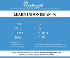 an advertisement for the volunteer guide learn indonesian with text overlaying it and two different languages