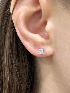 Princess cut diamond studs in 14k white gold , approx .80 Ct H-J color SI and I stone , about .40 Ct each stone great for everyday Old Greenwich, Diamond Princess, Turquoise Charm, Greenwich Ct, Princess Cut Diamond, Jade Necklace, Princess Diamond, Diamond Cluster Ring, Princess Cut Diamonds