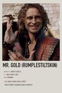 the poster for mr gold rumplestitskin, which is featured as a man with