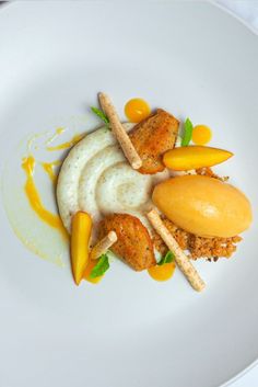 a white plate topped with different types of food