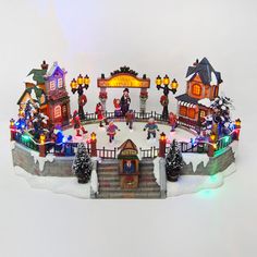 a christmas scene with lights and decorations