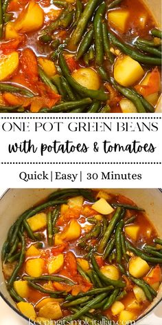 one pot green beans with potatoes and tomatoes