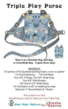 an advertisement for the triple play purse, with instructions to make it look like they're