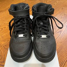 Brand New Black Air Force 1. Size 5 1/2 Youth. Retail $85. Nike Air Force 1 Mid-top In Black Synthetic, Black Mid-top Nike Air Force 1, Black High-top Nike Air Force 1, Black Air Force 1, Shoes Nike Air Force, Shoes Nike Air, Kids Nike, Shoes Nike, Nike Air Force 1