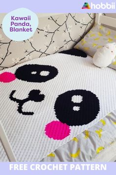 a crochet pattern for a baby bed with the name kawaii panda blanket on it