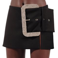 Brand New Never Worn Crystal Buckle Mini Skirt From Area. It Is Currently Sold Out On Their Website And It Is A Rare Find. Can Show Proof Of Tags And Receipt. Area Bow Skirt, Micro Mini Skirt 2022, Mini Skirt Rhinestone Belt, Luxury Designer Fitted Mini Skirt, Elegant Belted Mini Skirt, Elegant Mini Skirt With Belt Detail, Elegant Mini Skirt With Belt, Formal Black Skirt With Belt, Elegant Mini Skirt With Belt Loops For Night Out