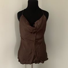 New With Tags. Gorgeous Chocolate Brown Silky Fabric. Spaghetti Straps. Draped Cowl Neck. *I Photo Video My Items While Packing Prior To Shipping* Brown Camisole Top For Party, Brown Cami Camisole For Night Out, Chic Brown Tops With Spaghetti Straps, Zara Cami Camisole For Night Out, Zara Camisole For Night Out, Brown Cami For Night Out, Brown Camisole For Night Out, Chic Brown Spaghetti Strap Top, Elegant Brown Camisole