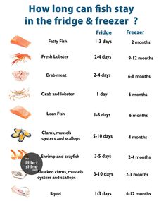 how long can fish stay in the fridge and freezer? infographical poster