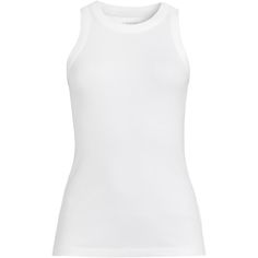 Chances are your most-loved wardrobe pieces are simple staples—always stylish versatile and comfortable. That's precisely what you'll find in this Women's 2x2 Rib Crew Neck Tank Top from Lands' End. Crafted from pure breathable cotton this classic tank features 1" self-bindings for a modern touch. The high neckline provides sun coverage and the sporty fit hugs without being tight. Reinforced shoulder seams ensure durability through washes making it a lasting favorite. Pair it with cut-off denim White Cotton Tank Top For Layering, Basic White Tank Top For Layering, Shipt Shopper, Ribbed Tank Tops, Lands End, Large White, Sleeve Styles, Fitness Fashion, Tights