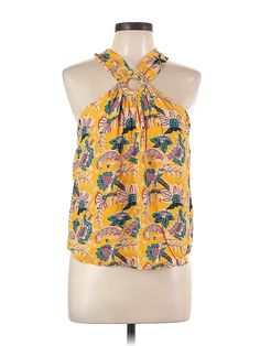 Maeve by Anthropologie Sleeveless Blouse Size: 12 Tops - used. No Fabric Content, Floral | Maeve by Anthropologie Sleeveless Blouse: Yellow Floral Tops - Size 12 Petite Vacation Multicolor Tank Blouse, Summer Sleeveless Printed Blouse, Sleeveless Floral Print Blouse For Beach, Yellow Printed Sleeveless Top, Yellow Sleeveless Blouse For Beach, Yellow Sleeveless Blouse For The Beach, Sleeveless Yellow Blouse For The Beach, Yellow Sleeveless Top For Vacation, Printed Sleeveless Blouse For Vacation