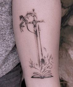 Sjm Tattoos, Sjm Tattoo, Calves Tattoo, Emily Tattoo, Mens Arrow Tattoo, Book Inspired Tattoos, Courage Tattoos, Inspo Tattoo, Back Of Arm Tattoo