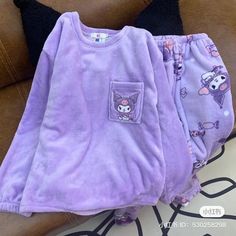 Sanrio Pajama Set, Purple Pijama, Kuromi Pjs, Cinnamoroll Design, Kuromi Outfit