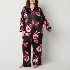 You'll feel elegant getting ready for bed when you slip into this Ambrielle's women's plus 2-piece satin pajama set. It features a striped satin long-sleeve pajama shirt top and a matching pair of elastic-waist pants with side slip pockets.# Pieces In Set: 21st Piece Description: Top1st Piece Collar: Notch Collar1st Piece Apparel Length: 27.5 Inches1st Piece Fabric: Satin1st Piece Fiber Content: 97% Polyester, 3% Spandex1st Piece Care: Machine Wash, Tumble Dry2nd Piece Description: Pants2nd Piec Satin Pajama Set, Satin Pajama, Satin Long Sleeve, Satin Pyjama Set, Satin Pajamas, Elastic Waist Pants, Pajama Shirt, Pajama Sets, Long Sleeve Pyjamas