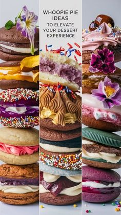 a collage of different types of doughnuts