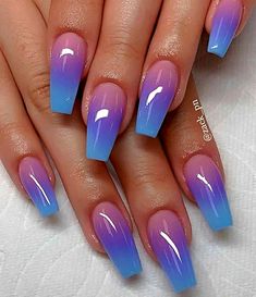 Ombre Nail Design, Ombre Nail Art Designs, Unghie Sfumate, Nagellack Trends, Long Nail Designs, Ombre Acrylic Nails, Colorful Nails, Purple Nail, Ombre Nail Designs