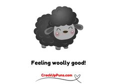 a cartoon sheep with the words feeling wolly good