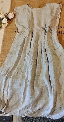 Vintage FLAX Engelhart 100% Linen Dress Lagenlook Cottagecore Art Pinstripe M | eBay Lagenlook Style Patterns, Linen Clothes Patterns, Lagenlook Aesthetic, Linen Clothes Boho, Wabi Sabi Fashion, Hinterland Dress, Little Women Dresses, Distressed Clothes, Granny Chic Fashion