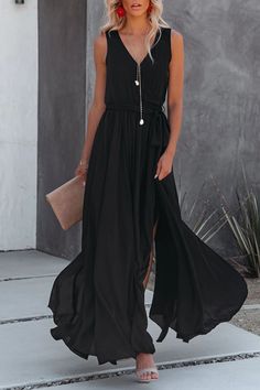 Karlidress Diana Sleeveless Maxi Dress P12501 V Neck Sleeveless Dress, Strapless Evening Dress, Dress Sleeve Length, Sleeveless Dresses, Black Boho, Maxi Robes, Hip Dress, Maxi Dresses Casual, Sleeveless Maxi Dress