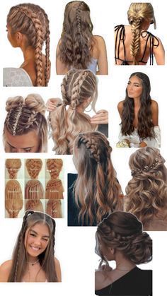 Prom Hair Down Long, Hair Styles Braids Ideas, Hair Styles Prom, Church Hair, Sports Hair, Hair Dye Tips, School Preparation, Rave Hair