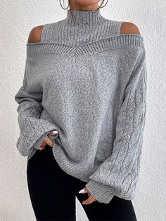 Loose Jumper, Winter Turtleneck, Lantern Sleeve Sweater, Pullover Mode, Solid Color Sweater, Ladies Turtleneck Sweaters, Large Sweaters, Cold Shoulder Sweater, Off Shoulder Sweater