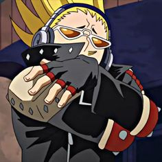 an animated image of a man with headphones on and his arm wrapped around him