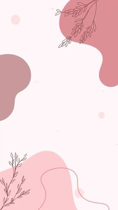 an abstract pink background with leaves and dots