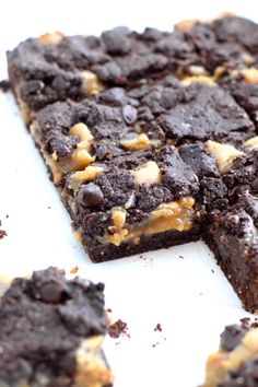 chocolate cookie bars cut into squares on top of each other