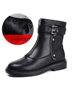 Gender：Women Main Material:Cowhide Heel Type:Flat Upper Material:Cow Leather Heel Height: Low (3.5cm) Closure Type: Zipper Color: Black Size:35-40 Click:Shoes size Chart Size Length Cm Inch 35 22.50 8.86'' 36 23.00 9.06'' 37 23.50 9.25'' 38 24.00 9.45'' 39 24.50 9.65'' 40 25.00 9.84'' Punk Style Winter Boots With Zipper Closure, Edgy Winter Moto Boots With Zipper Closure, Edgy Winter Moto Boots With Zipper, Edgy Moto Boots With Zipper For Winter, Winter Martin Boots With Zipper And Flat Heel, Fall Punk Moto Boots With Zipper Closure, Black Moto Boots With Zipper For Winter, Black Moto Boots With Zipper Closure For Winter, Punk Style Moto Boots With Zipper For Fall