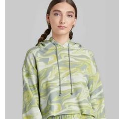 Nwt Wild Fable Crop Hoodie In Swirl Green. I Have Multiple Sizes. 60% Cotton 40% Polyester. I Have Xl And Xs. Pit To Pit On Xl Is 27 Inches, Shoulder To Hem Is 19 Inches. Xl Had A Pull In The Hood String See Photos. Xs Pit To Pit Is 23 Inches Shoulder To Hem Is 17 Inches. Xs Has A Tiny String Pulls See Last Photo Spring Green Sweatshirt With Drawstring, Spring Green Drawstring Sweatshirt, Green Casual Hoodie With Drawstring, Casual Green Hoodie With Drawstring, Green Casual Sweatshirt With Drawstring, Casual Green Sweatshirt With Drawstring, Crop Sweatshirt Hoodie, Grey Cropped Hoodie, Half Shirts