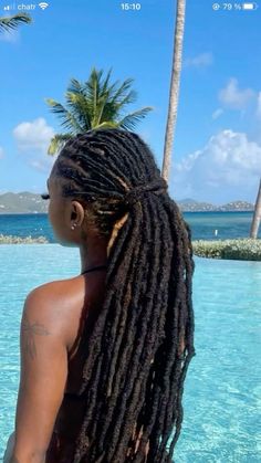 Swimming With Locs, Kali Locs, Black Girls Locs, Feminine Locs, Black Women With Locs, Dreads Black Women, Dreadlocks Hair Care, Long Locs