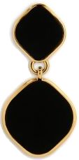 Luxury Gold-tone Earrings For Evening, Luxury Gold-tone Evening Earrings, Formal Gold Plated Black Enamel Jewelry, Formal Black Enamel Gold-plated Jewelry, Formal Gold-plated Black Enamel Jewelry, Modern Gold Earrings With Black Enamel, Formal Black Gold-plated Earrings, Black Single Earring For Evening, Black Gold-plated Earrings For Formal Occasions